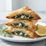 baked spinach and feta phyllo triangles - featured image