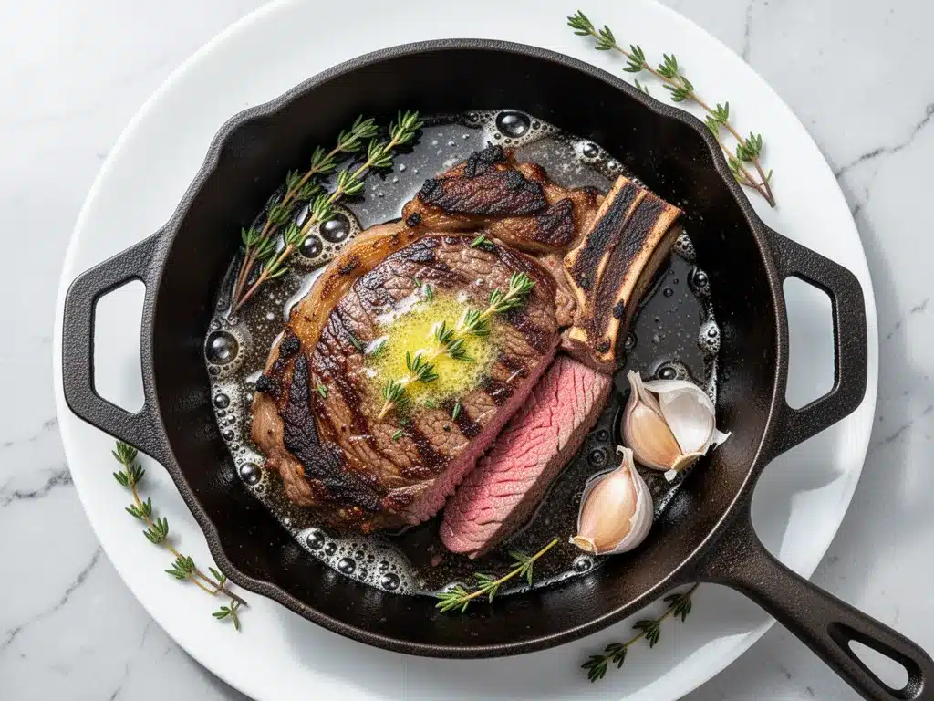 Cast Iron Ribeye Steak: Easy Butter Basted Perfection 4 cast iron ribeye steak preparation steps