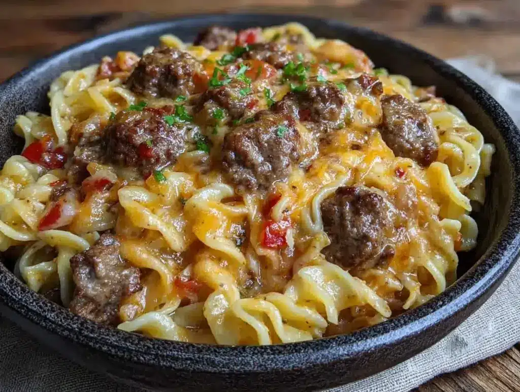 cheesy ground beef goulash - featured image