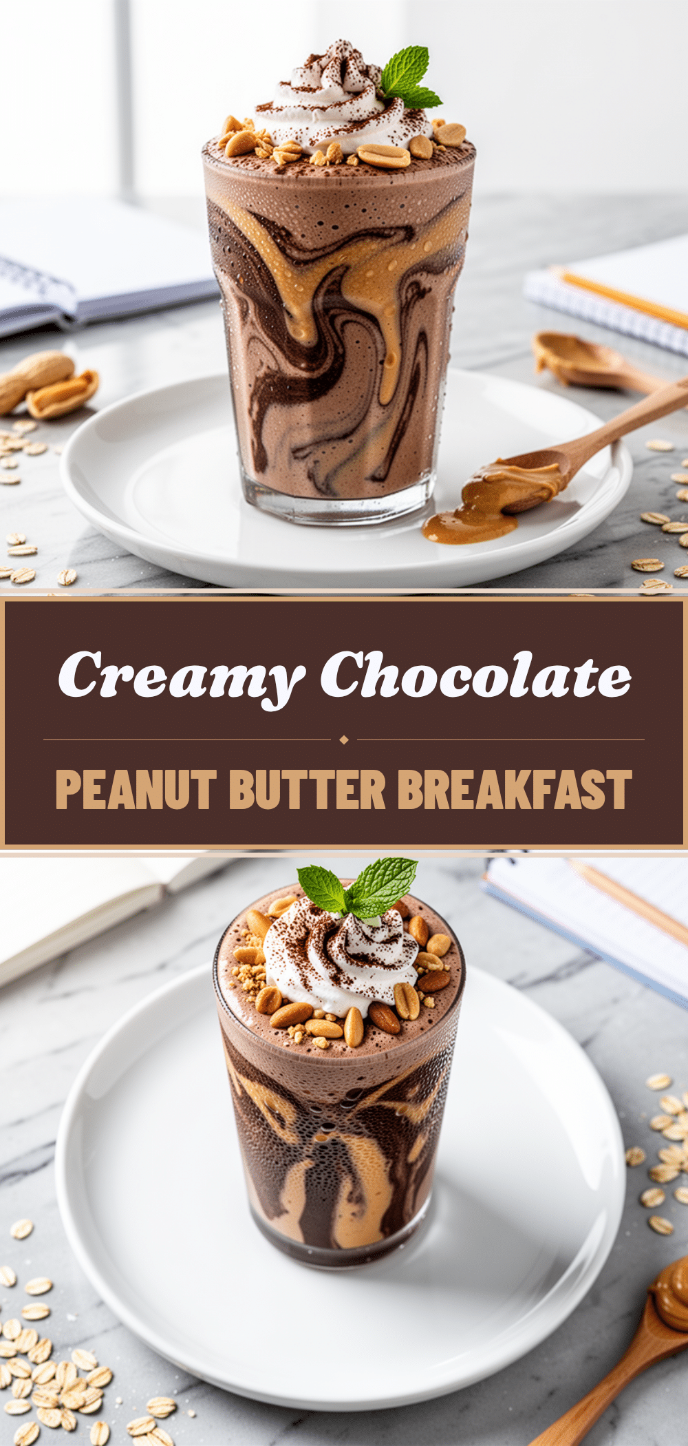 Chocolate Peanut Butter Overnight Breakfast Shake: Easy School Mornings 5 Chocolate Peanut Butter Overnight Breakfast Shake recipe