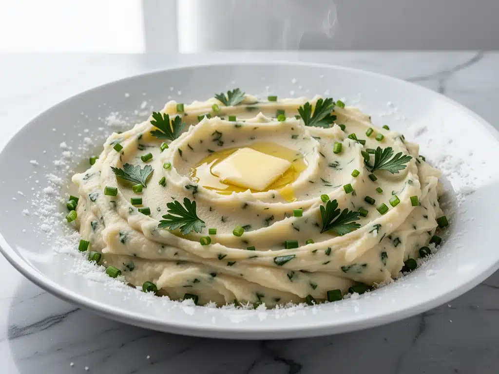 creamy herb whipped mashed potatoes - featured image