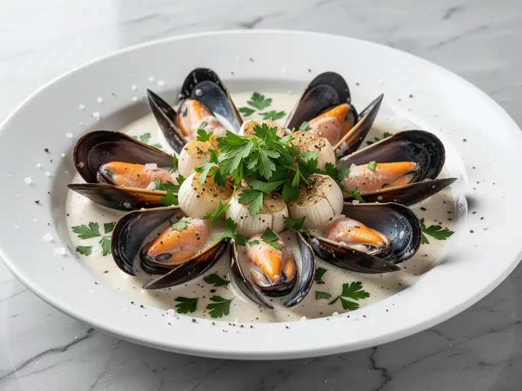 creamy white wine garlic mussels - featured image