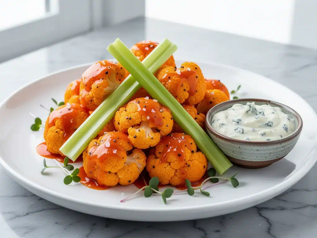 crispy buffalo cauliflower bites - featured image