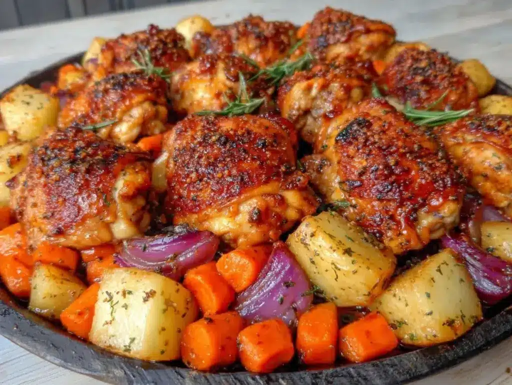 crispy sheet pan chicken dinner - featured image
