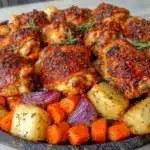 crispy sheet pan chicken dinner - featured image