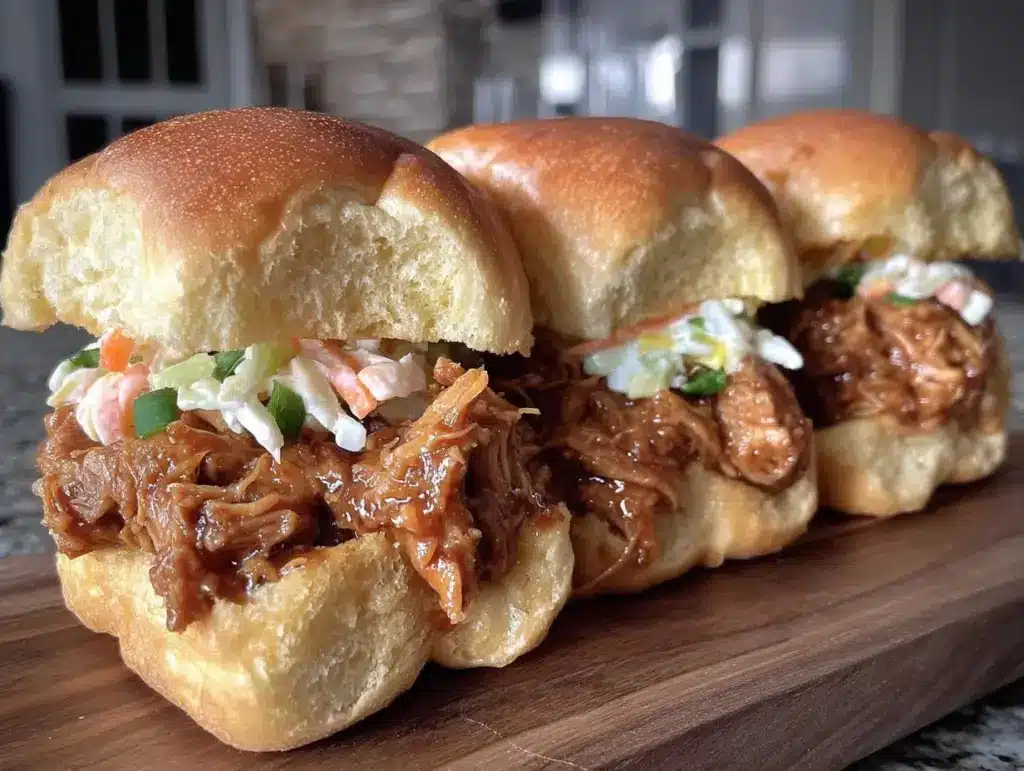 crockpot bbq pulled chicken sliders - featured image