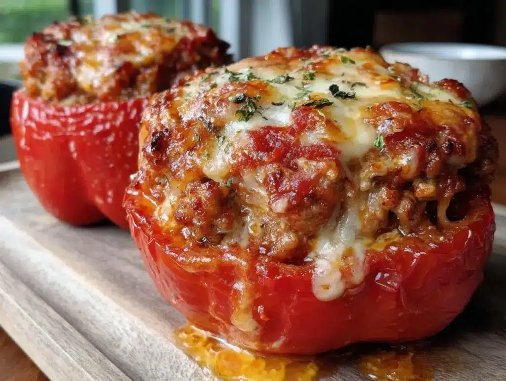 easy ground turkey stuffed peppers - featured image