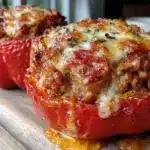 easy ground turkey stuffed peppers - featured image