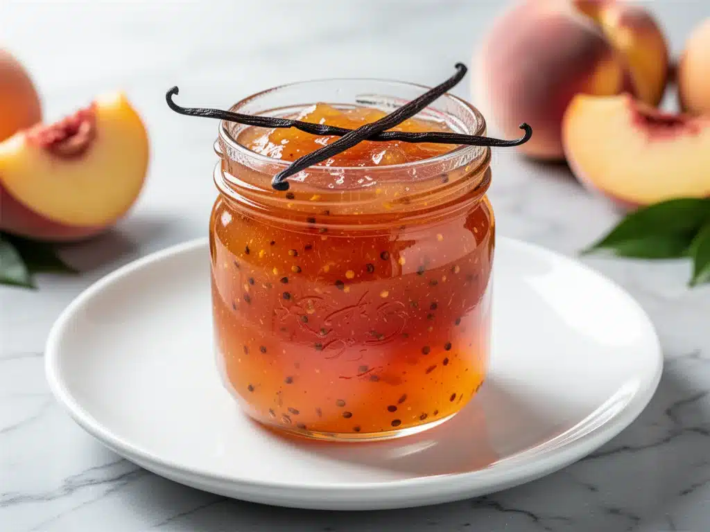 fresh peach freezer jam - featured image