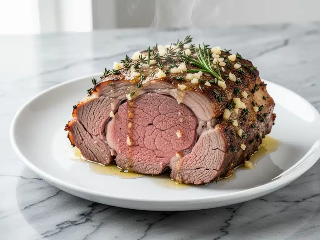 garlic butter herb prime rib roast - featured image