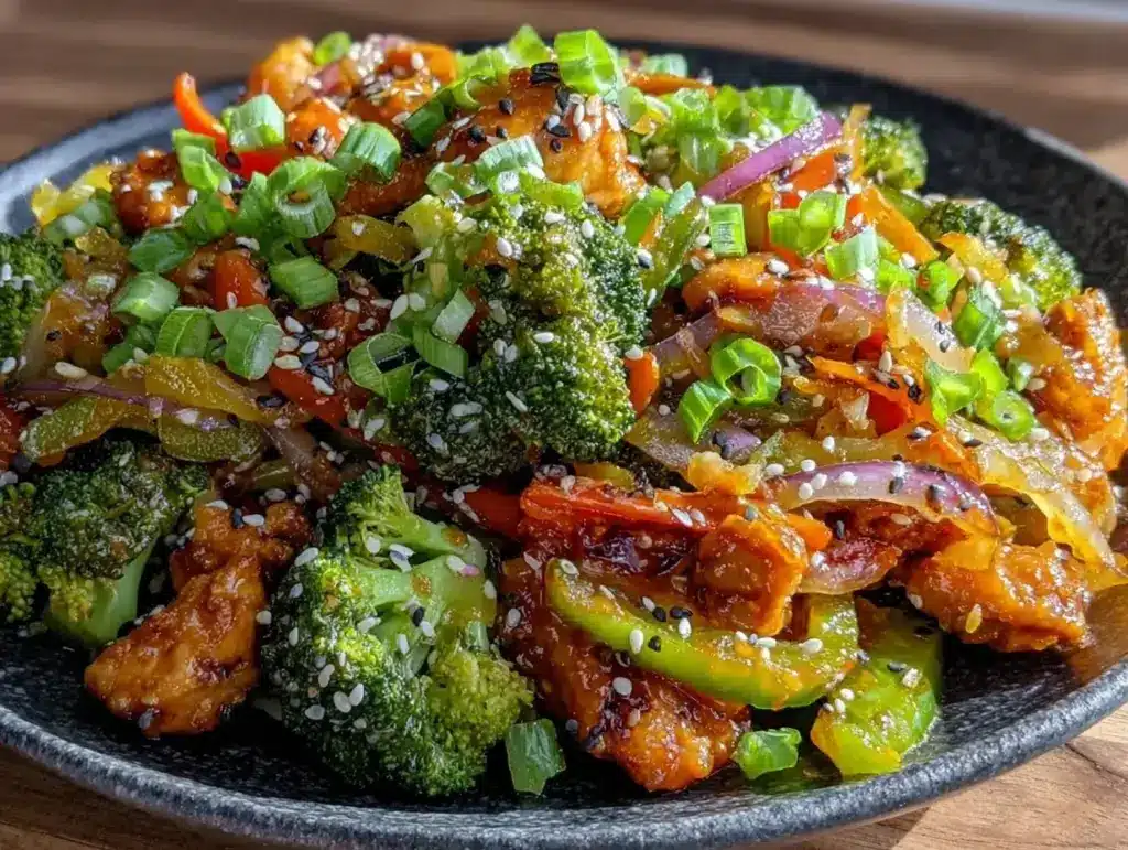healthy chicken and vegetable stir fry - featured image