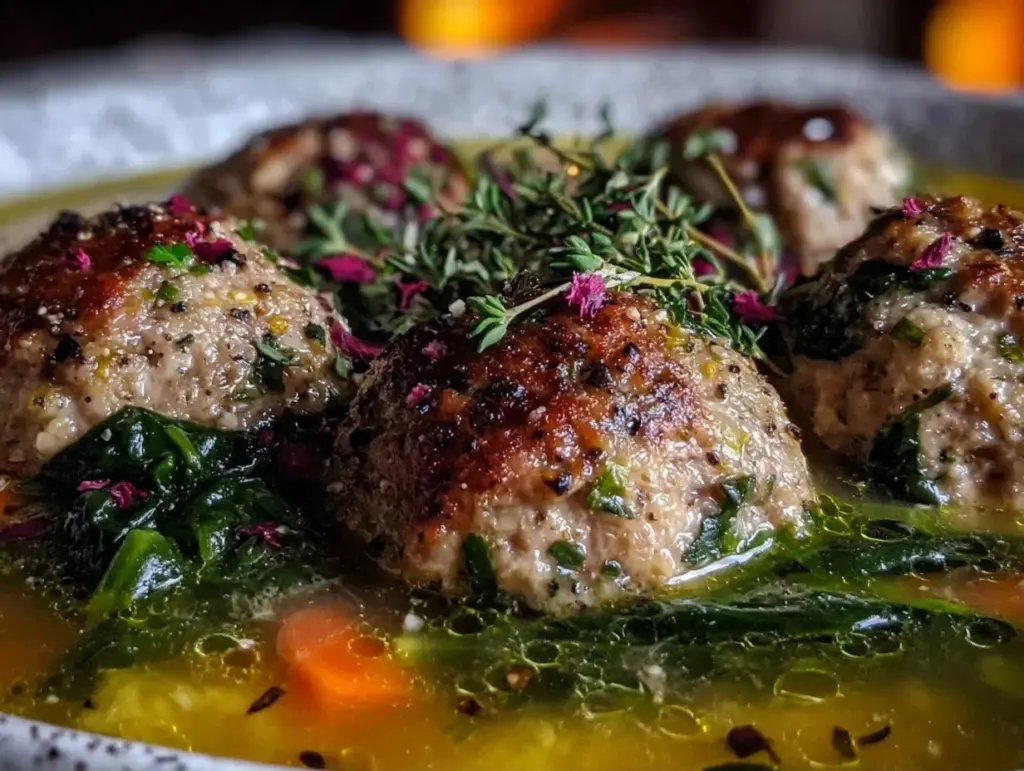 healthy turkey meatball soup - featured image