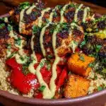 high protein chicken and quinoa bowl - featured image