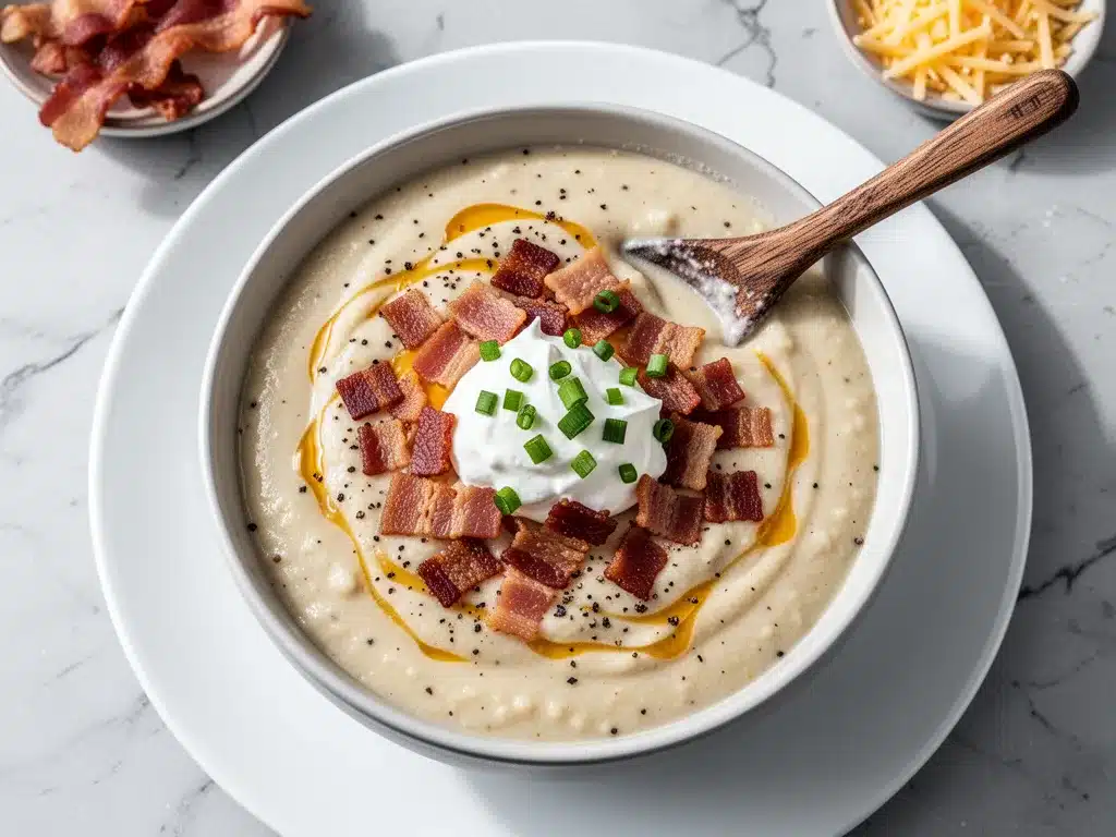 Loaded Baked Potato Soup: 5-Ingredient Easy Creamy Recipe 4 loaded baked potato soup preparation steps