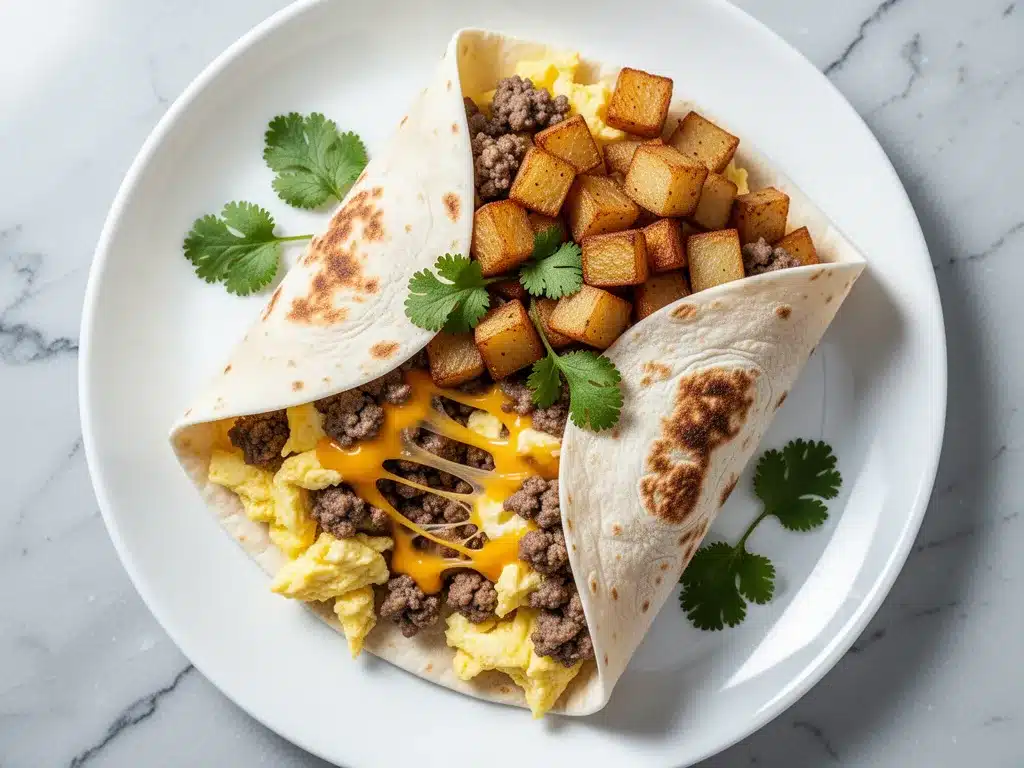 Loaded Breakfast Burritos with Crispy Potatoes: Easy Batch Meal 4 loaded breakfast burritos preparation steps