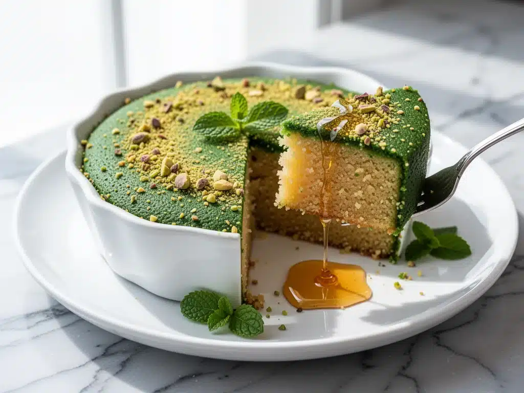 Mediterranean Pistachio Honey Semolina Cake - featured image