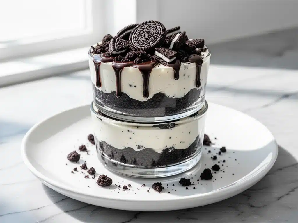 no-bake Oreo chocolate cheesecake cups - featured image