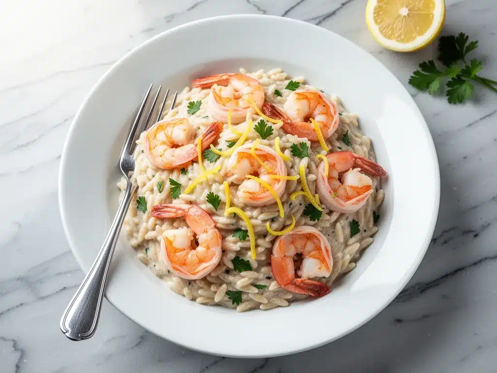 One-Pot Creamy Lemon Garlic Orzo with Shrimp 4 One-Pot Creamy Lemon Garlic Orzo with Shrimp preparation steps