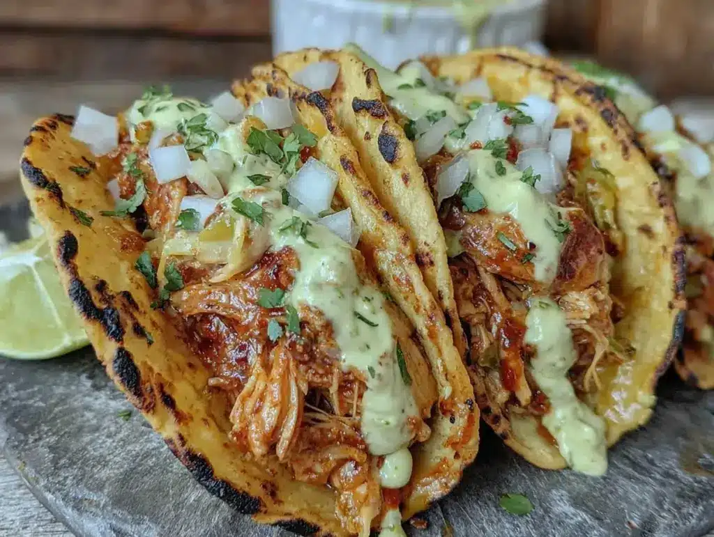 shredded chicken tacos - featured image