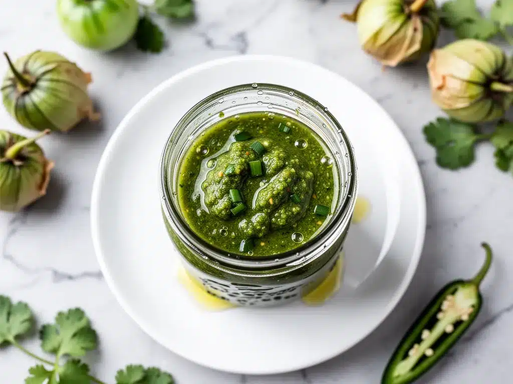 Spicy Canned Salsa Verde with Roasted Tomatillos: 3-Step Easy Recipe 4 Spicy Canned Salsa Verde with Roasted Tomatillos preparation steps