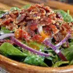 spinach salad with warm bacon vinaigrette - featured image