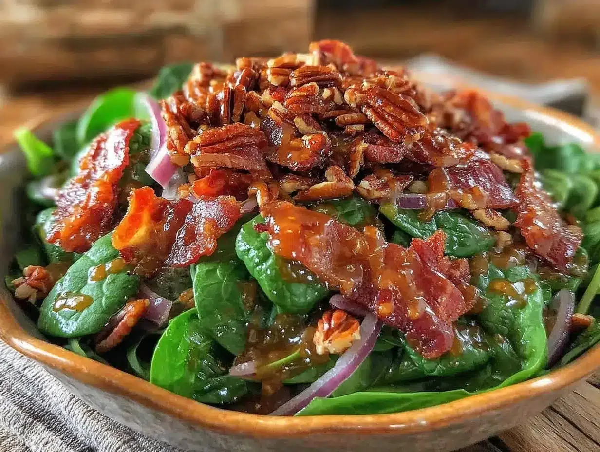 Spinach Salad: 5pm No-Plan Weeknight Win 4 spinach salad with warm bacon vinaigrette preparation steps