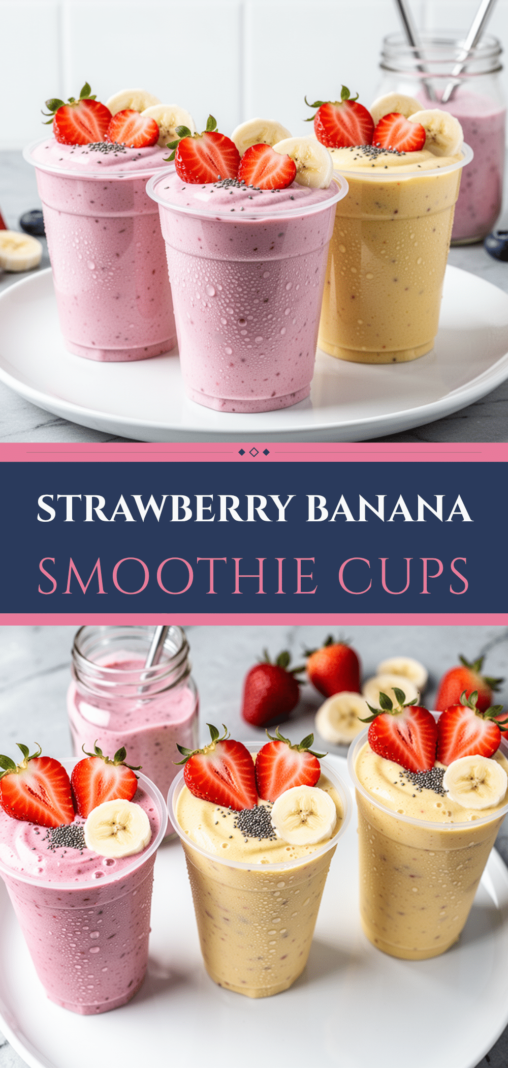 Strawberry Banana Yogurt Smoothie Cups: Best Back-to-School Breakfast 5 Strawberry Banana Yogurt Smoothie Cups recipe