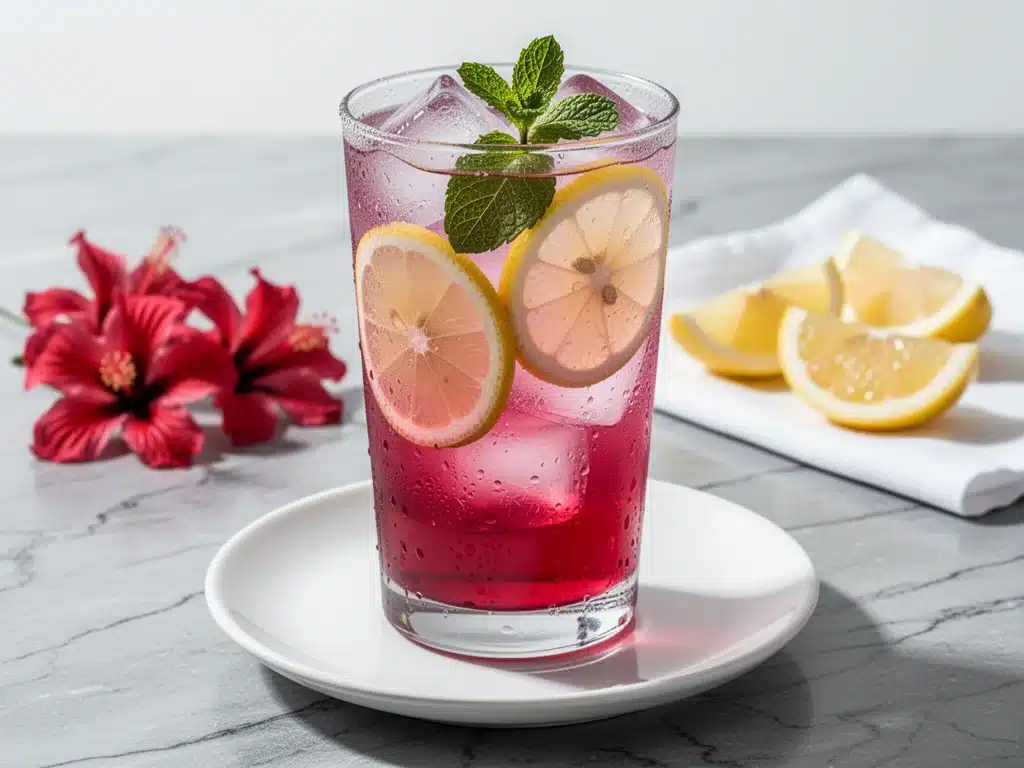 Sugar-Free Iced Hibiscus Lemonade - featured image