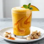 vegan mango turmeric golden milk smoothie - featured image