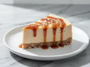Home 1 vegan salted caramel cashew cheesecake - featured image