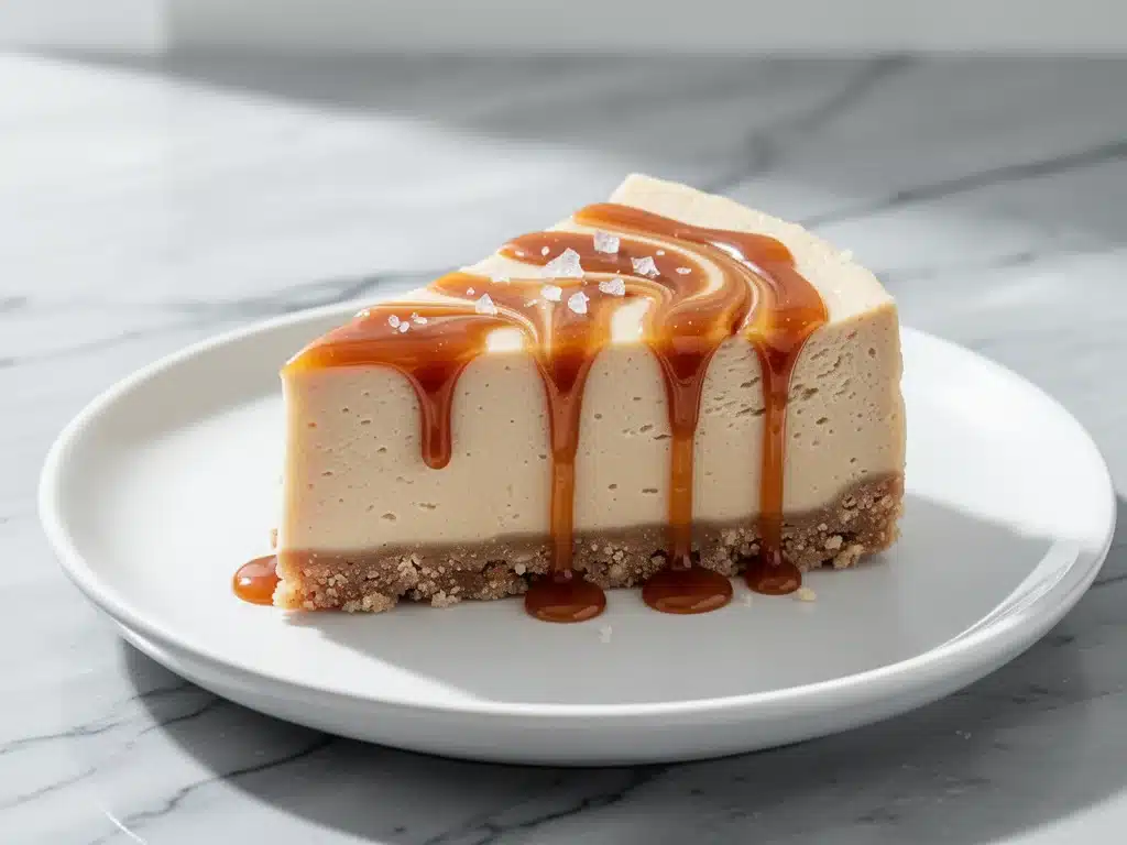 vegan salted caramel cashew cheesecake - featured image