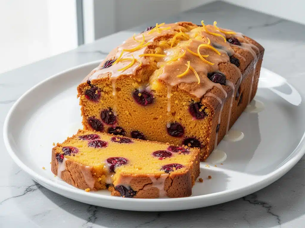 autumn cranberry orange loaf cake - featured image