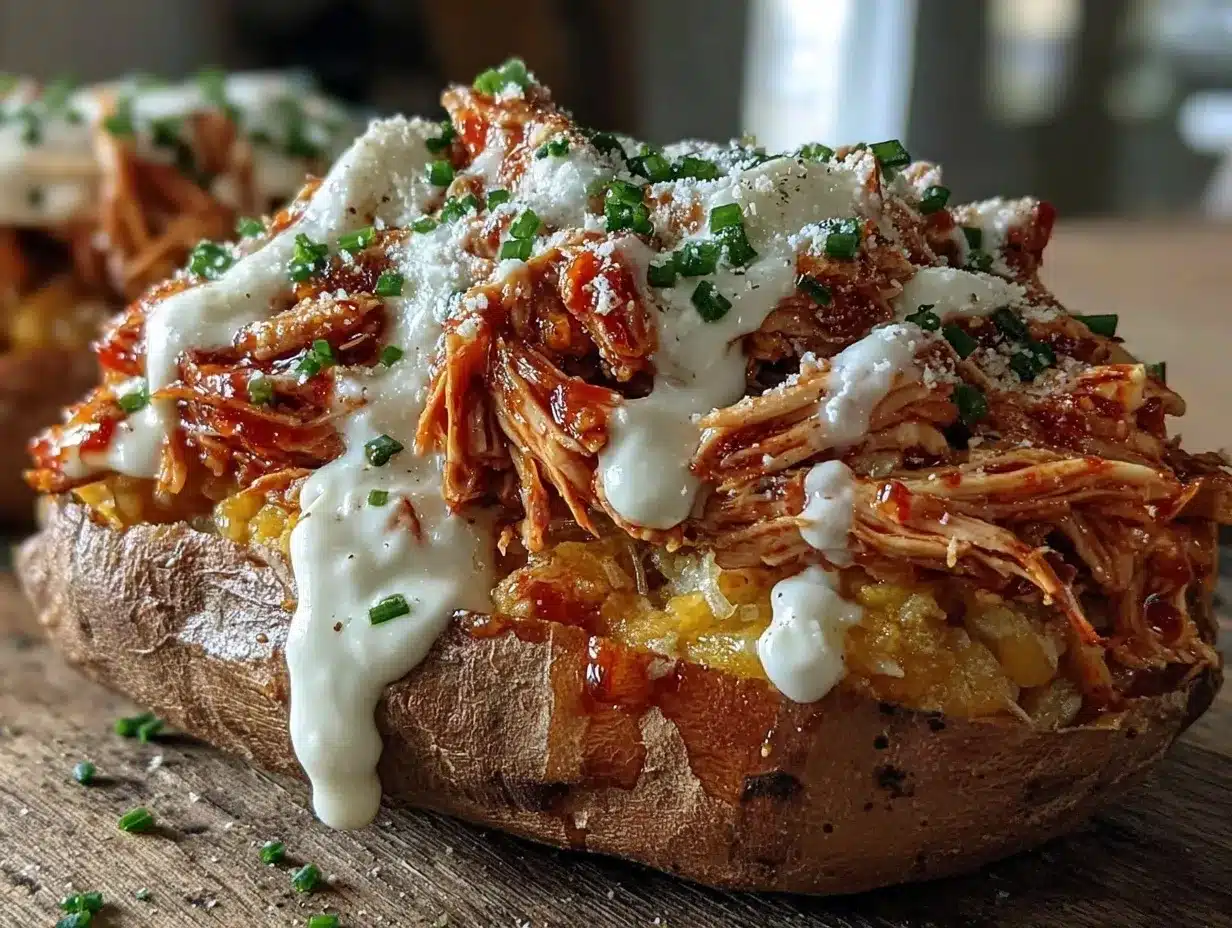 Buffalo Chicken Stuffed Sweet Potatoes: 5-Ingredient GF, Dairy-Free Dinner 4 buffalo chicken stuffed sweet potatoes preparation steps