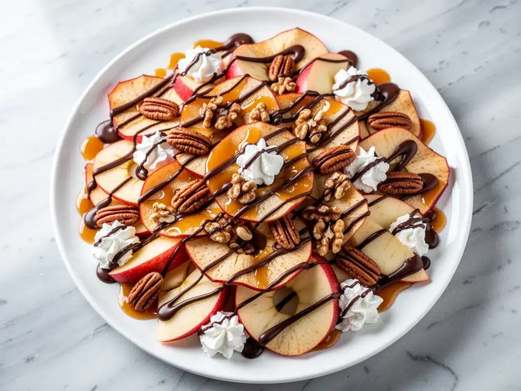 Perfect Fall Caramel Apple Nachos with Chocolate Drizzle 4 Caramel Apple Nachos preparation steps