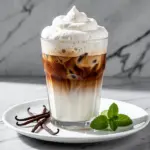 creamy iced vanilla latte - featured image