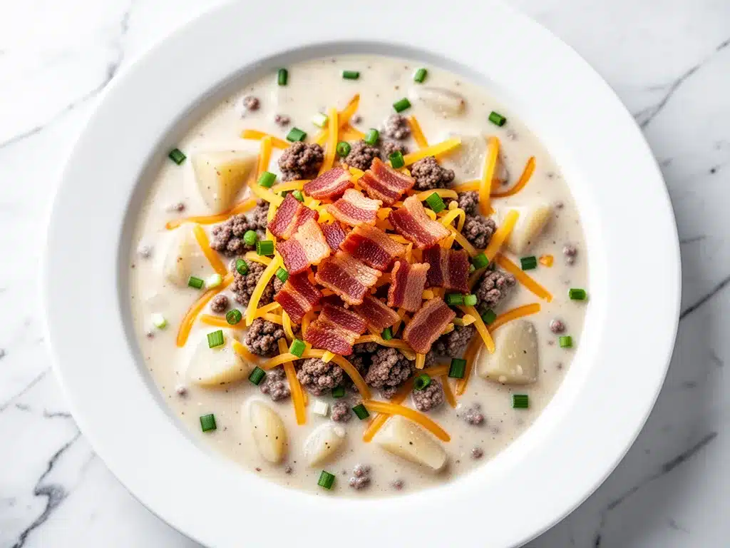 Crockpot Cheeseburger Potato Soup with Crispy Bacon 4 Crockpot Cheeseburger Potato Soup preparation steps