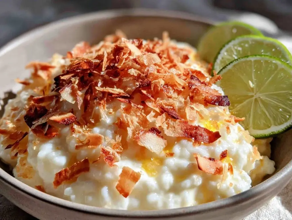 dairy-free coconut lime rice pudding - featured image
