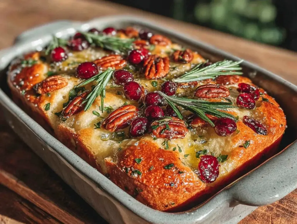 fall cranberry pecan sourdough focaccia - featured image