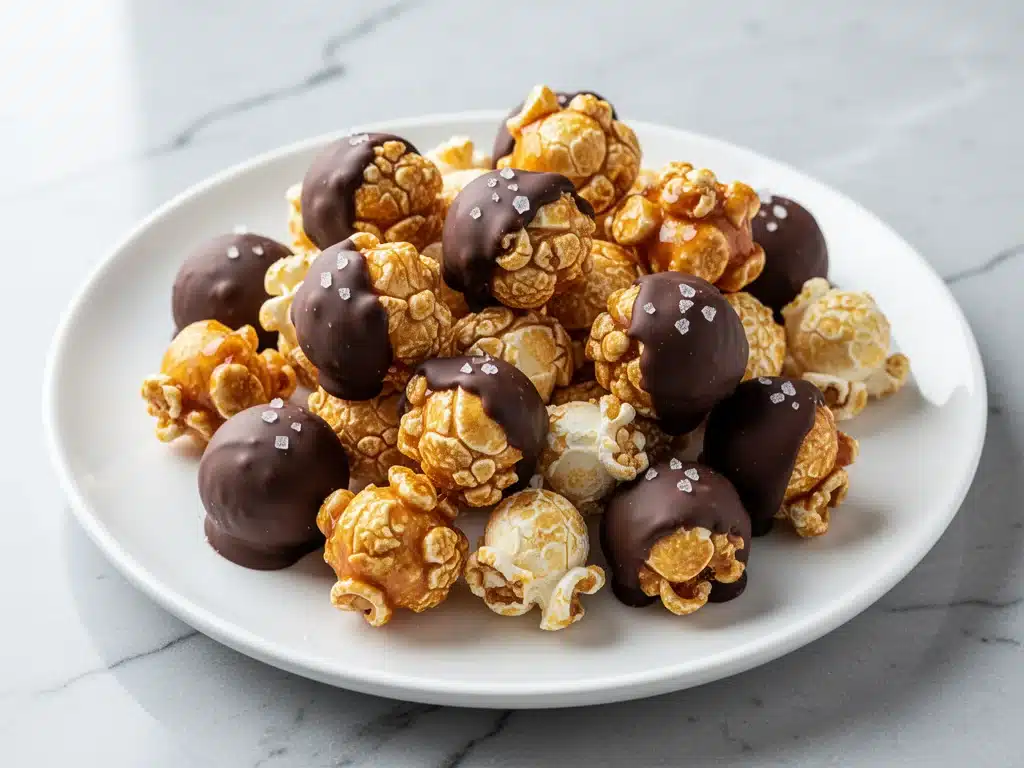 football party salted caramel popcorn clusters - featured image