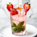 fresh strawberry basil lemonade with raw honey - featured image