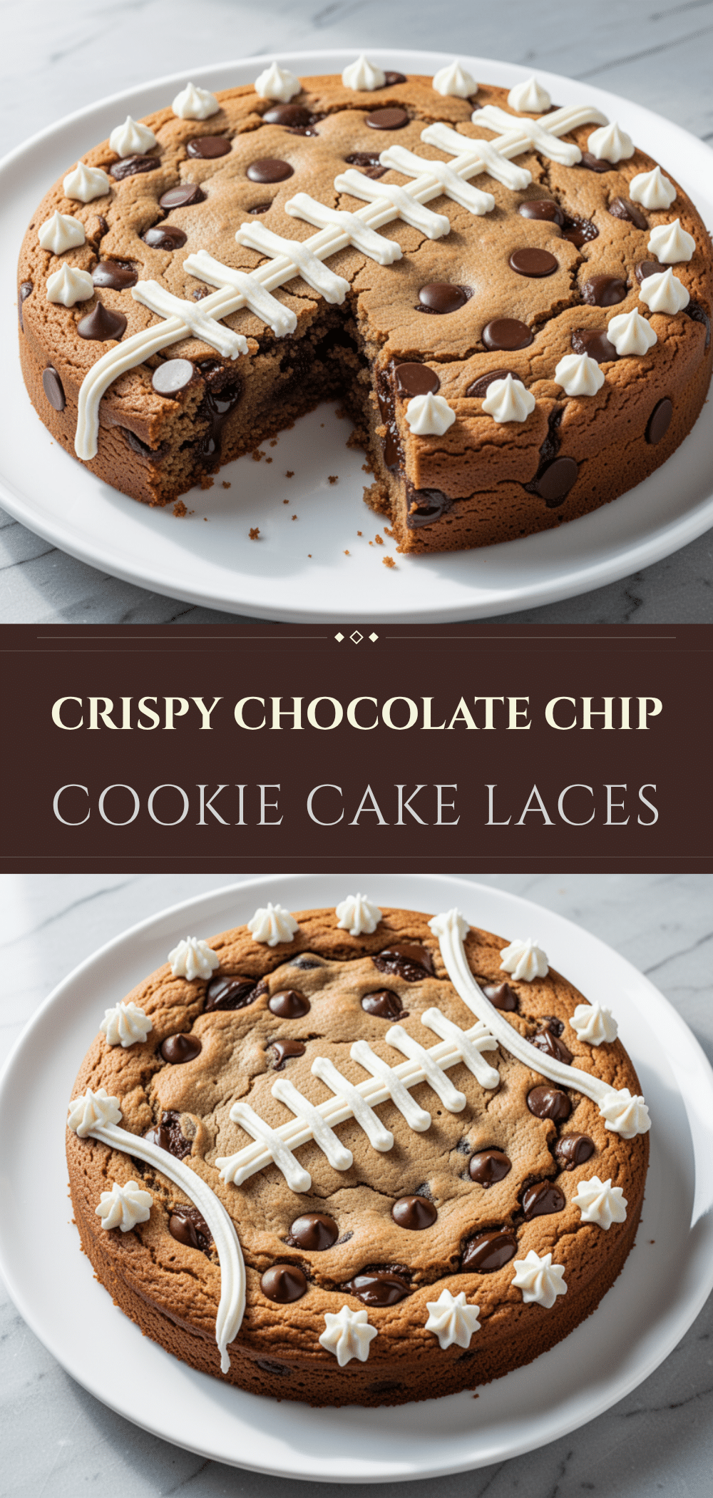 Game Day Football Chocolate Chip Cookie Cake with Buttercream Laces 5 Game Day Football Chocolate Chip Cookie Cake recipe