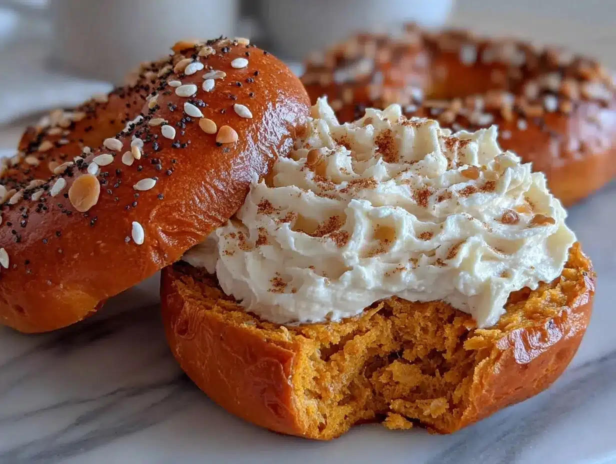 Homemade Pumpkin Bagels: 5 Easy Autumn Recipes 4 homemade pumpkin bagels preparation steps