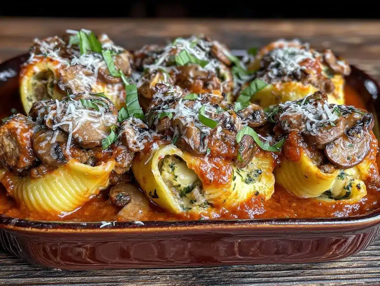 Fall Italian Sausage & Wild Mushroom Stuffed Shells: 5-Step Dinner Party Dish 4 Italian Sausage and Wild Mushroom Stuffed Shells preparation steps