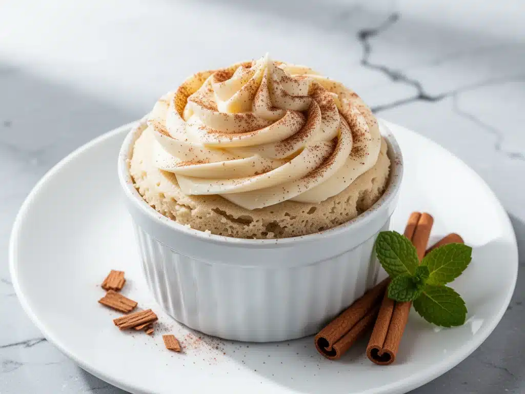 low-carb cinnamon cream cheese mug cake - featured image