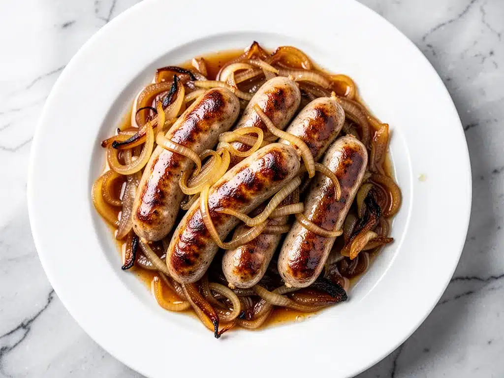 Oktoberfest Bratwurst with Caramelized Onions: Easy Party Recipe 4 Oktoberfest Bratwurst with Caramelized Onions preparation steps