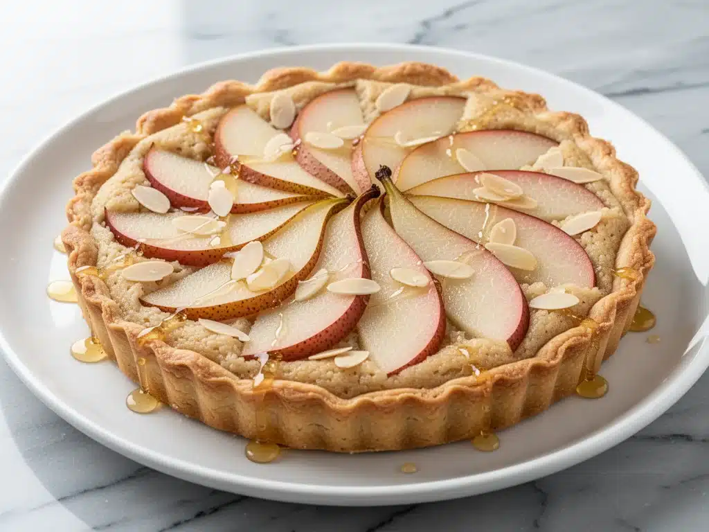 rustic fall pear almond tart - featured image