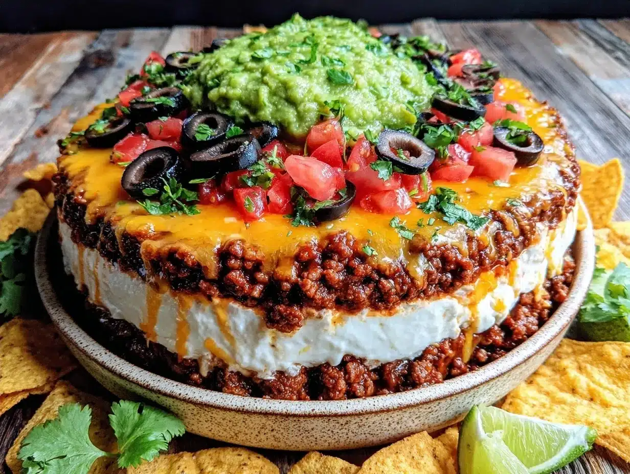 Seven Layer Taco Dip: Best Easy Self-Care Snack 4 seven layer taco dip preparation steps