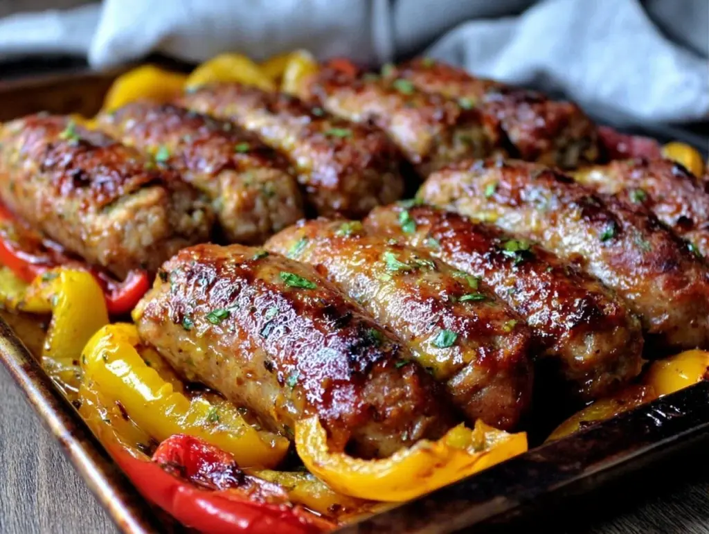 sheet pan sausage and peppers - featured image